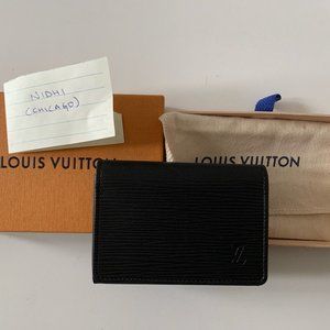 LV Black Epi Leather Business Card Holder